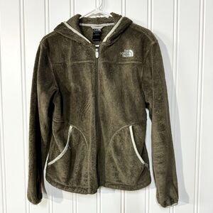 THE NORTH FACE Jacket Women Size M Brown Fleece Hooded Zip Up Pocket Outdoors